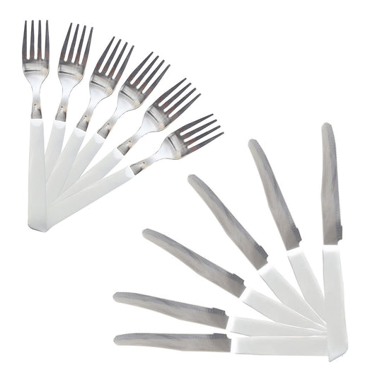 MAURY'S FORCHETTE E COLTELLI DA TAVOLA IN SET DA 12 PEZZI DI COLORE BIANCO