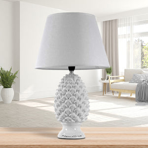 LAMPADA LUMETTO CON DESIGN A PIGNA CON BASE IN COLORE BIANCO 44.5 CM