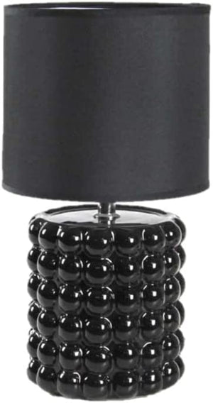 LAMPADA LUMETTO DA TAVOLO CON BASE IN CERAMICA EFFETTO BUBBLE 18X33 CM NERA