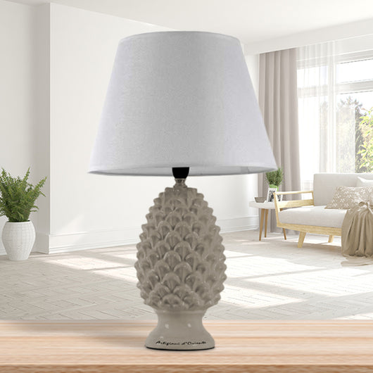 LAMPADA LUMETTO CON DESIGN A PIGNA CON BASE IN COLORE TORTORA 44.5 CM