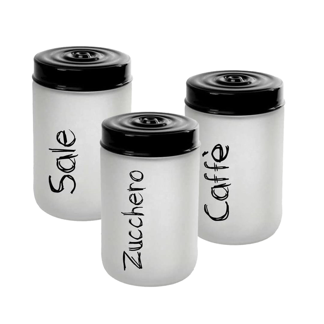 MAURY'S TRIS DI BARATTOLI IN VETRO OPACO CON CAPIENZA DA 660 CCIN TOP NERO