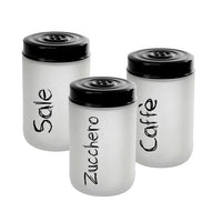 MAURY'S TRIS DI BARATTOLI IN VETRO OPACO CON CAPIENZA DA 660 CCIN TOP NERO