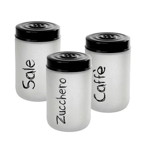 MAURY'S TRIS DI BARATTOLI IN VETRO OPACO CON CAPIENZA DA 660 CCIN TOP NERO