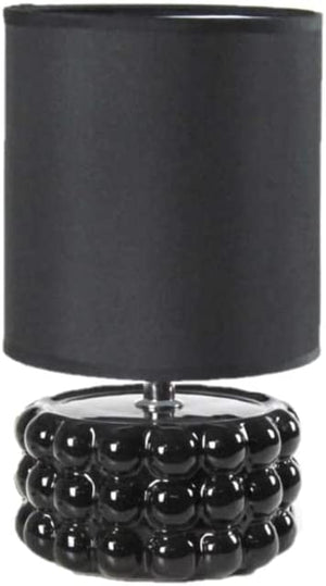 LAMPADA LUMETTO DA TAVOLO CON BASE IN CERAMICA EFFETTO BUBBLE 15X25 CM NERA