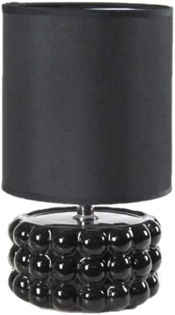 LAMPADA LUMETTO DA TAVOLO CON BASE IN CERAMICA EFFETTO BUBBLE 15X25 CM NERA