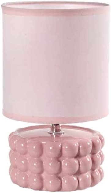 LAMPADA LUMETTO DA TAVOLO CON BASE IN CERAMICA EFFETTO BUBBLE 15X25 CM ROSA