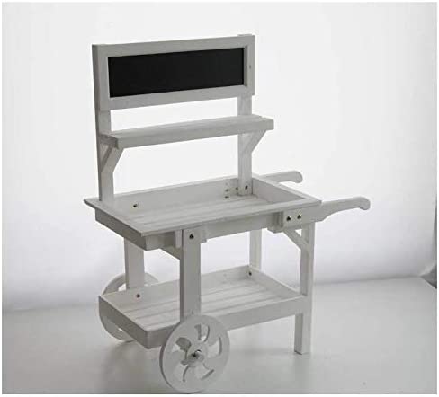 CARRETTO ESPOSITORE IN LEGNO PORTA PIANTE BIANCO CON LAVAGNA 87 X 47 X H109 CM