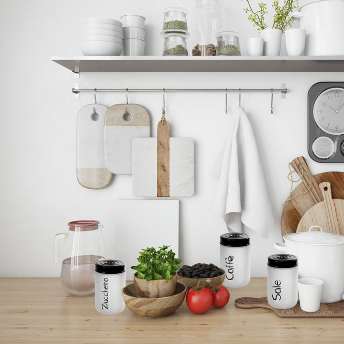 MAURY'S TRIS DI BARATTOLI IN VETRO OPACO CON CAPIENZA DA 660 CCIN TOP NERO