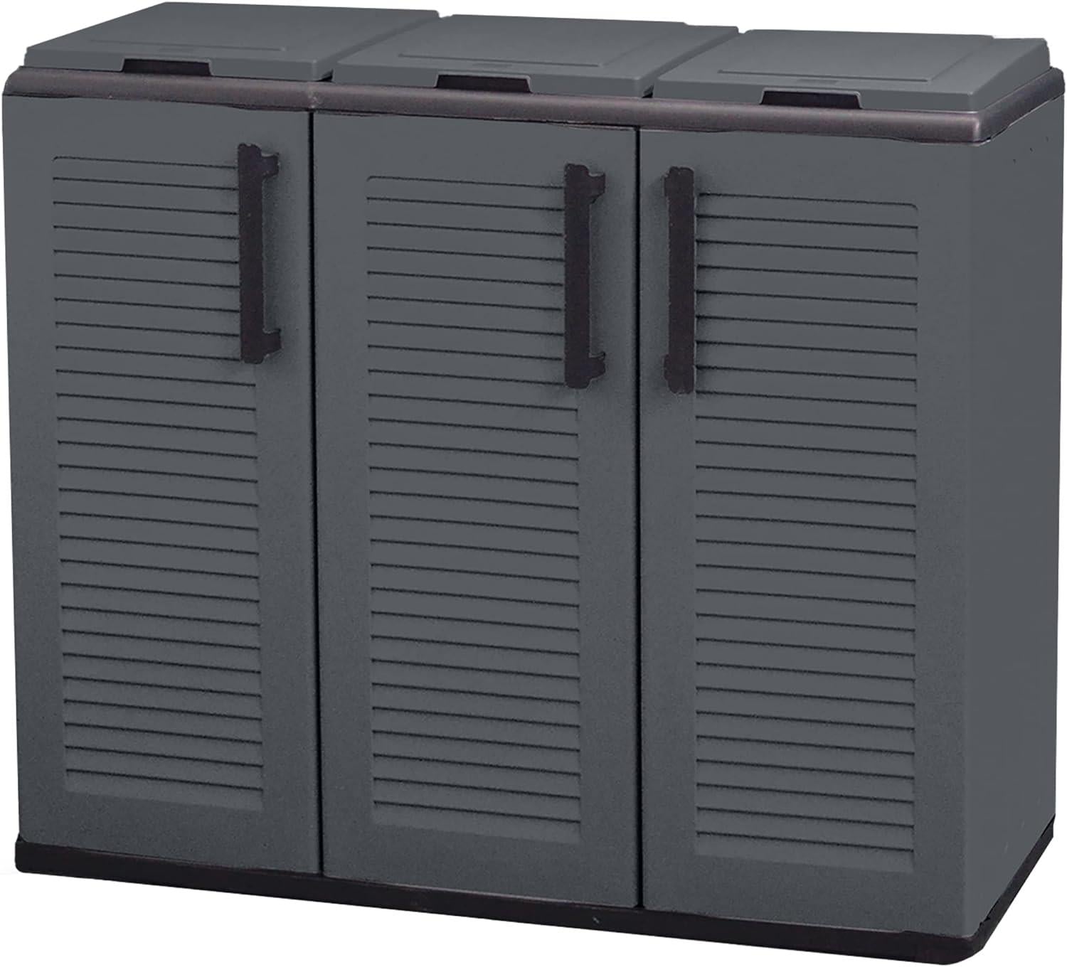 ARMADIO PATTUMIERA BASSO IN PLASTICA 3 SCOMPARTI DIMENSIONI 102X37XH 84 CM 300 LT