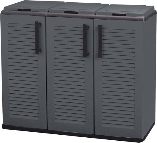 ARMADIO PATTUMIERA BASSO IN PLASTICA 3 SCOMPARTI DIMENSIONI 102X37XH 84 CM 300 LT