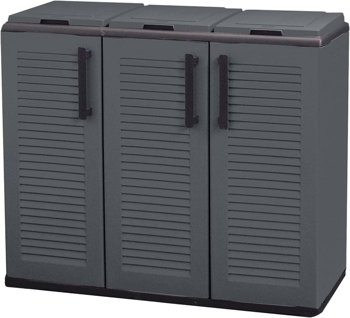 ARMADIO PATTUMIERA BASSO IN PLASTICA 3 SCOMPARTI DIMENSIONI 102X37XH 84 CM 300 LT