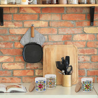 MAURY'S TERRA E SOLE TRIS BARATTOLI SALE,ZUCCHERO E CAFFÈ IN CERAMICA 10 X 12 CM