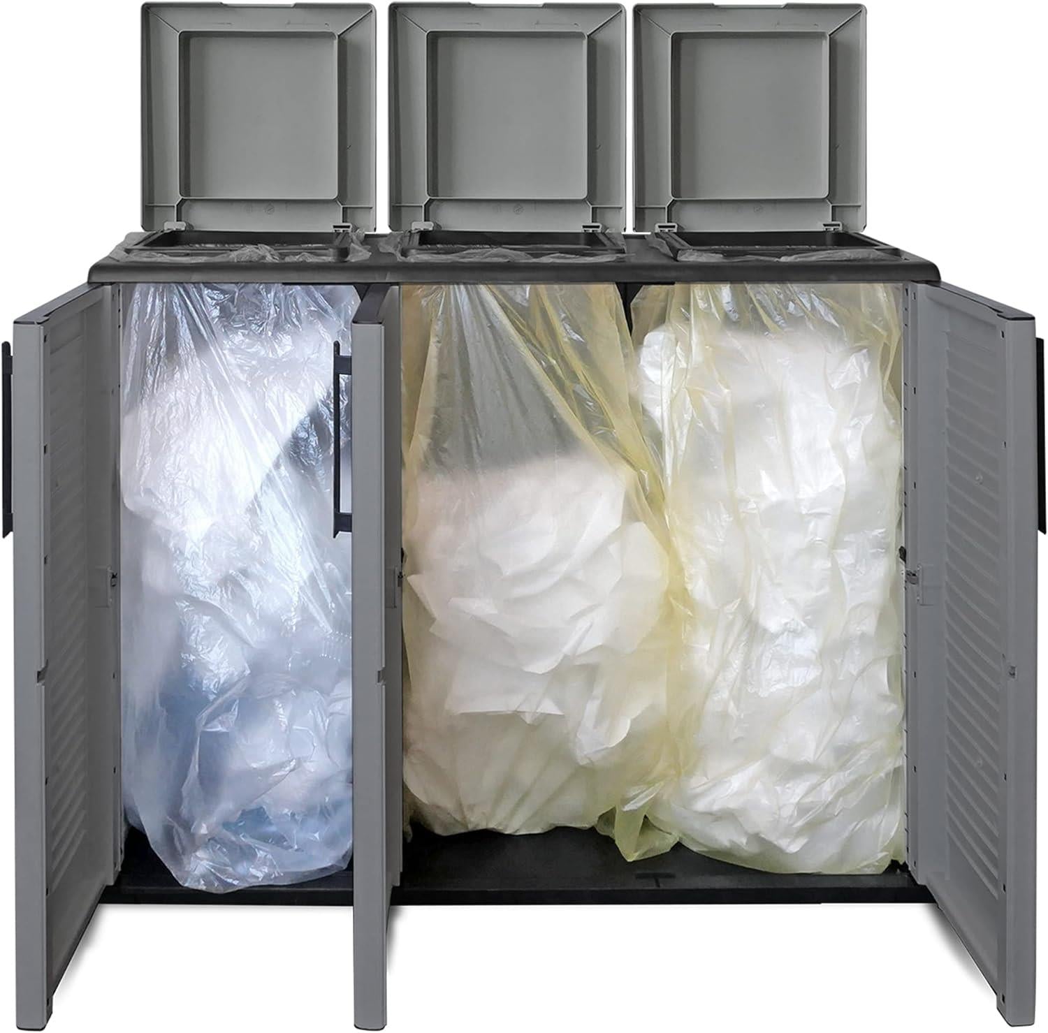 ARMADIO PATTUMIERA BASSO IN PLASTICA 3 SCOMPARTI DIMENSIONI 102X37XH 84 CM 300 LT