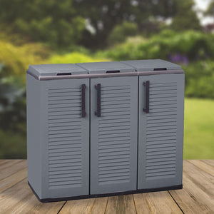 ARMADIO PATTUMIERA BASSO IN PLASTICA 3 SCOMPARTI DIMENSIONI 102X37XH 84 CM 300 LT