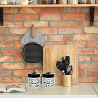 MAURY'S SET 2 BARATTOLI CANDY IN VETRO SATINATO CON TOP NERO DA 425CC 9X9CM