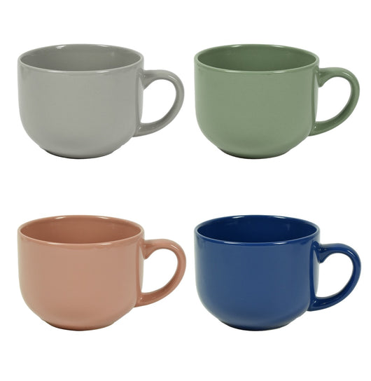 MAURY'S SET 4 TAZZE JUMBO DA 450CC BUTTON IN COLORE ASSORTITO STILE SHABBY