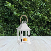 LANTERNA CON STRUTTURA IN LEGNO E LATTA 17.5X17.5X36 CM COLORE BIANCO