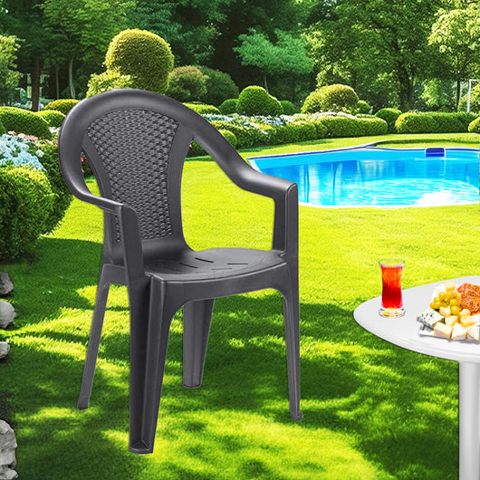 SET 4 SEDIE DA GIARDINO KORA IN POLIPROPILENE COLORE ANTRACITE 55 X 54 X 82 CM