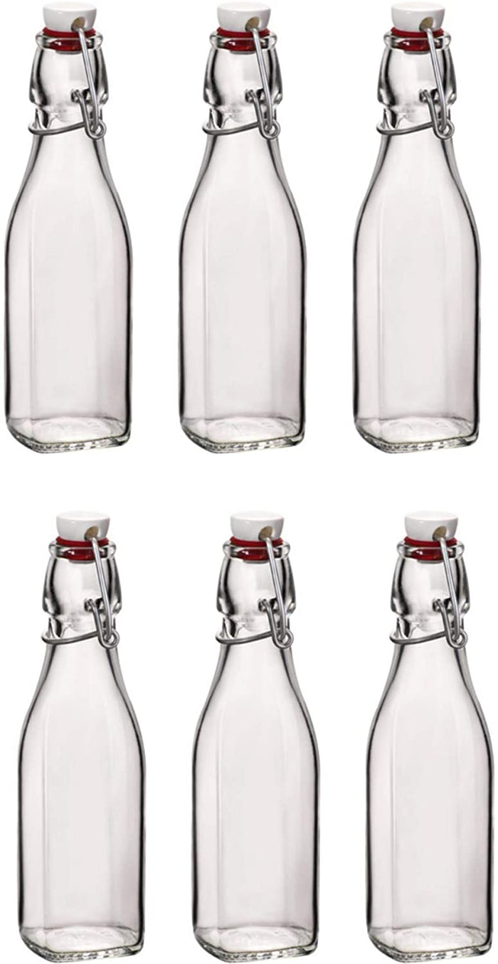 SET 6 BOTTIGLIE IN VETRO SWING CON TAPPO A CHIUSURA ERMETICA 0.250 LT
