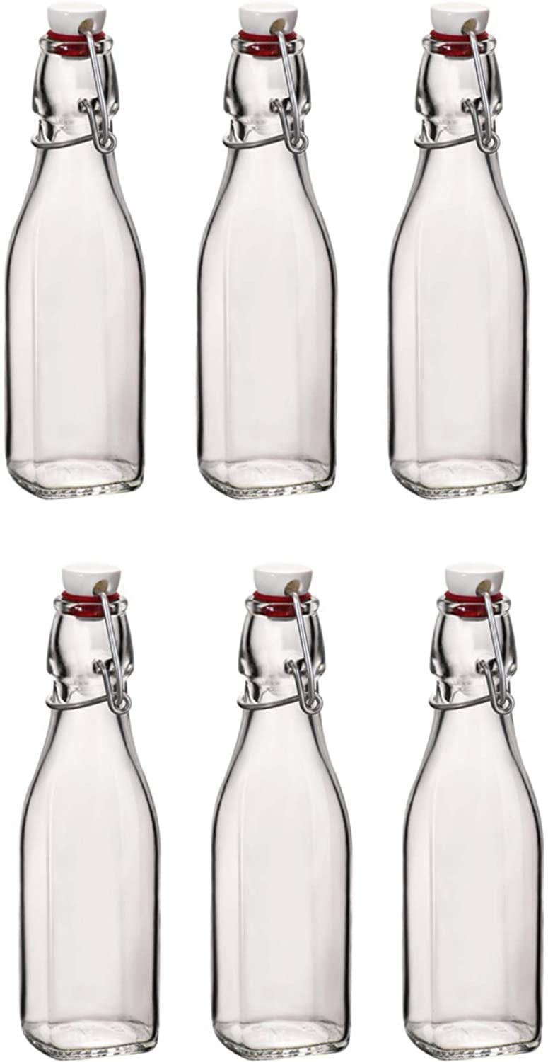 SET 6 BOTTIGLIE IN VETRO SWING CON TAPPO A CHIUSURA ERMETICA 0.250 LT