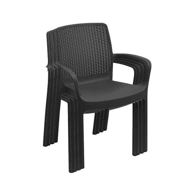 SET 4 PZ POLTRONA REGINA DA ESTERNO IN RESINA IN COLORE ANTRACITE