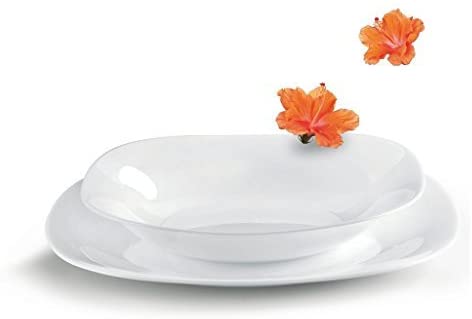 SET DA TAVOLA BORMIOLI 18 PZ VETRO OPALE BIANCO PIATTO PIANO FONDO PICCOLO