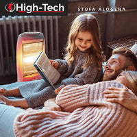HIGH-TECH STUFA ALOGENA 400-800-1200 W 3 LIVELLI DI POTENZA SPEGNIMENTO AUTOMATICO RUOTA IN 2 DIREZIONI