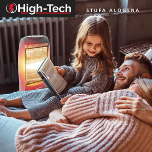 HIGH-TECH STUFA ALOGENA 400-800-1200 W 3 LIVELLI DI POTENZA SPEGNIMENTO AUTOMATICO RUOTA IN 2 DIREZIONI