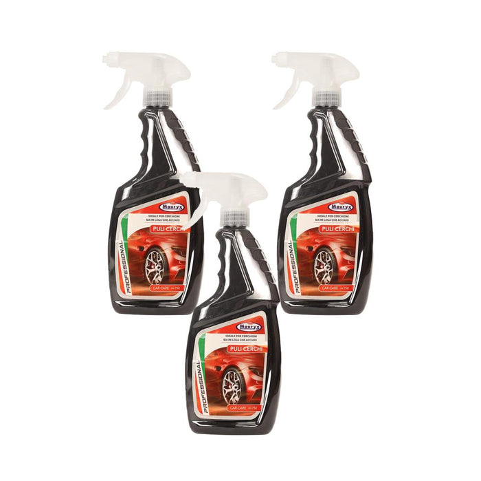 KIT SET 3 PZ MAURY'S SPRAY AUTO PULISCI CERCHI 750 ML