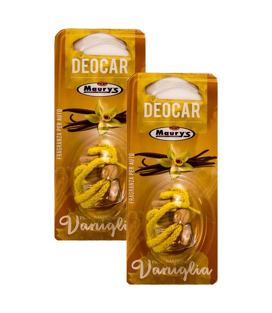 KIT SET 2 PZ  MAURY'S PROFUMATORE AUTO CON TAPPO IN LEGNO 5 ML VANIGLIA