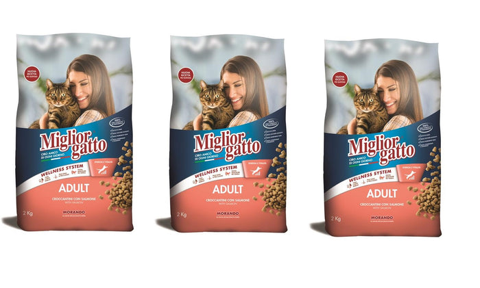 SET 3 CONFEZIONI MIGLIOR GATTO CROCCANTINI CON SALMONE 2 KG