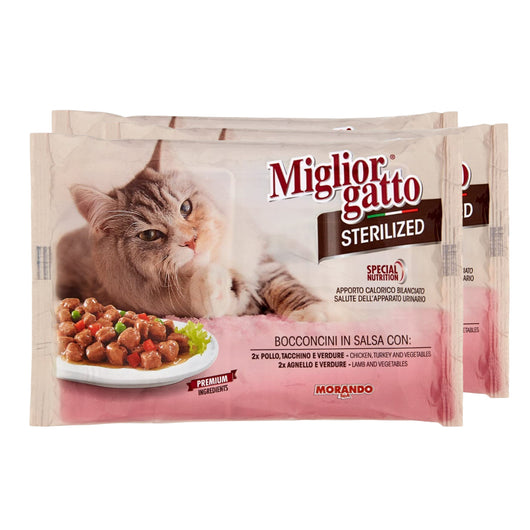 SET 3 CONFEZIONI MIGLIOR GATTO STERILIZED BOCCONCINI CARNE IN SALSA DA 4 X 85 GR