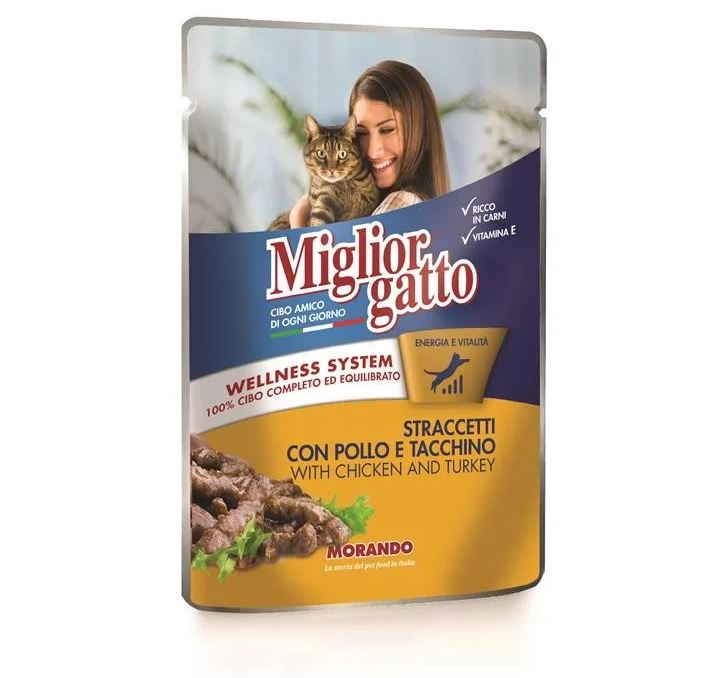SET 24 BUSTE MIGLIOR GATTO STRACCETTI CON POLLO E TACCHINO 100 GR