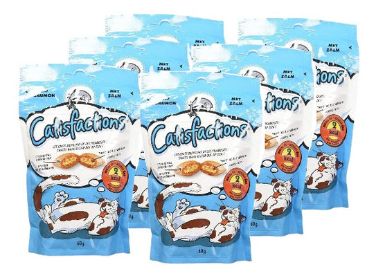 6 CONFEZIONI CATISFACTION SNACK BISCOTTINI PER GATTO 60 GR SALMONE