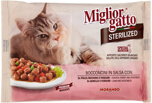 SET 3 CONFEZIONI MIGLIOR GATTO STERILIZED BOCCONCINI CARNE IN SALSA DA 4 X 85 GR