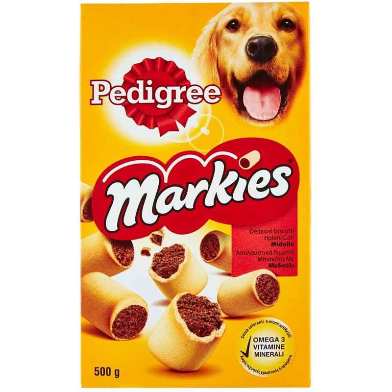 2 PEDIGREE BISCROK MARKIES SNACK BISCOTTI PER CANE RIPIENI CON MIDOLLO DA 500 GR