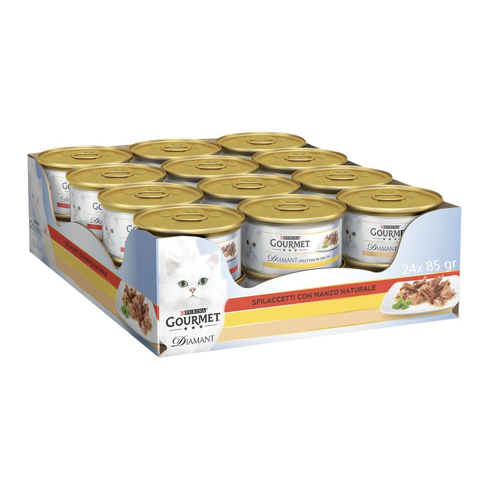 GOURMET DIAMANT SFILACCETTI DI MANZO NATURALE 24 LATTINE DA 85 GR