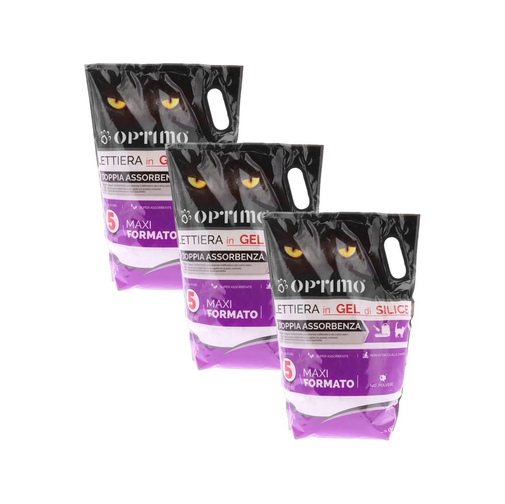 KIT SET 3 PZ OPTIMO LETTIERA PER ANIMALI IN GEL DI SILICE CON ASSORBENZA DI 5 L