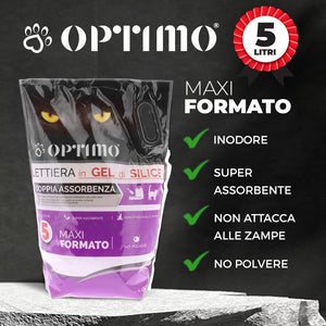 KIT SET 3 PZ OPTIMO LETTIERA PER ANIMALI IN GEL DI SILICE CON ASSORBENZA DI 5 L