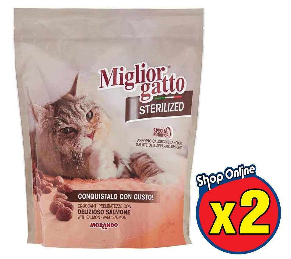 SET 2 MIGLIOR GATTO STERILIZED CROCCANTINI CON SALMONE 400 GR