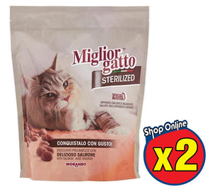 SET 2 MIGLIOR GATTO STERILIZED CROCCANTINI CON SALMONE 400 GR