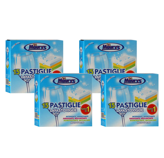 KIT SET 4 PZ MAURY'S PASTIGLIE LAVASTOVIGLIE TUTTO IN 1 15 TABS