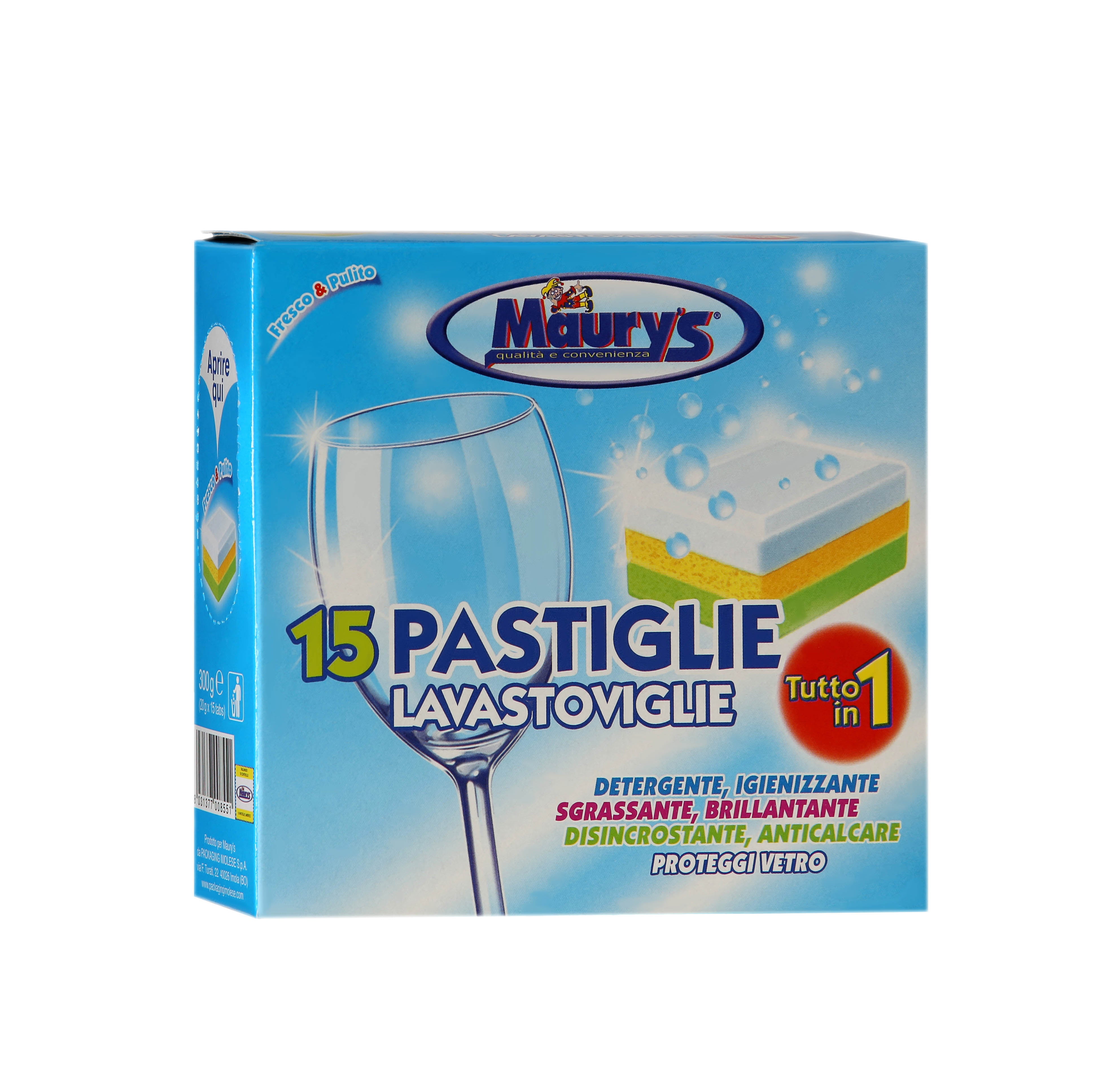 KIT SET 4 PZ MAURY'S PASTIGLIE LAVASTOVIGLIE TUTTO IN 1 15 TABS