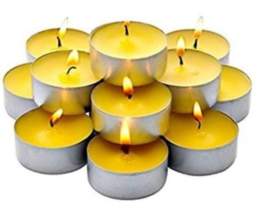 MAURY'S CANDELINE TEA LIGHT 30 PZ GIALLE CON OLIO DI CITRONELLA E BASE IN METALLO