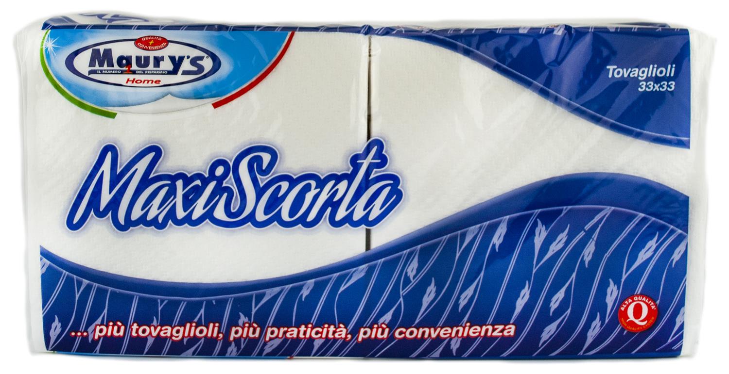 SET 10 MAURY'S TOVAGLIOLI BIANCHI 33X33CM MONOVELO 2300 PZ MAXI SCORTA
