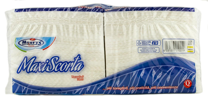 SET 10 MAURY'S TOVAGLIOLI BIANCHI 33X33CM MONOVELO 2300 PZ MAXI SCORTA