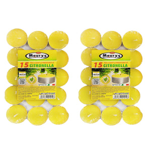 MAURY'S CANDELINE TEA LIGHT 30 PZ GIALLE CON OLIO DI CITRONELLA E BASE IN METALLO