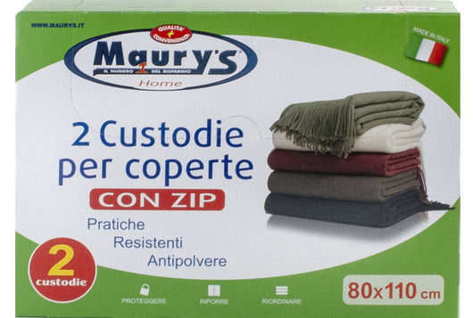 MAURY'S SET 3 BOX CUSTODIE PER COPERTE CON ZIP CONFEZIONE DA 2 PZ 80 X110 CM