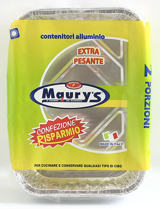 MAURY'S SET DA 5 CONTENITORI RETTANGOLARI IN ALLUMINIO DA 2 PORZIONI