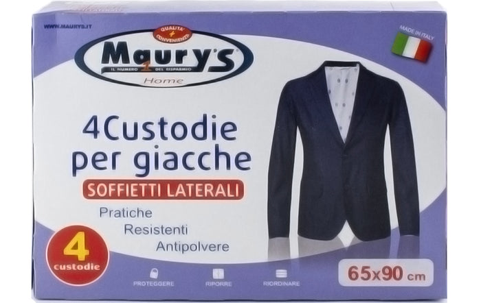 MAURY'S SET 3 BOX CUSTODIE PER GIACCHE CON ZIP CONFEZIONE DA 4 PZ 65 X 90 CM